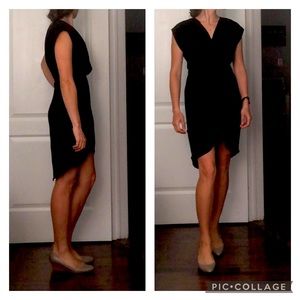 Black surplice neck dress
